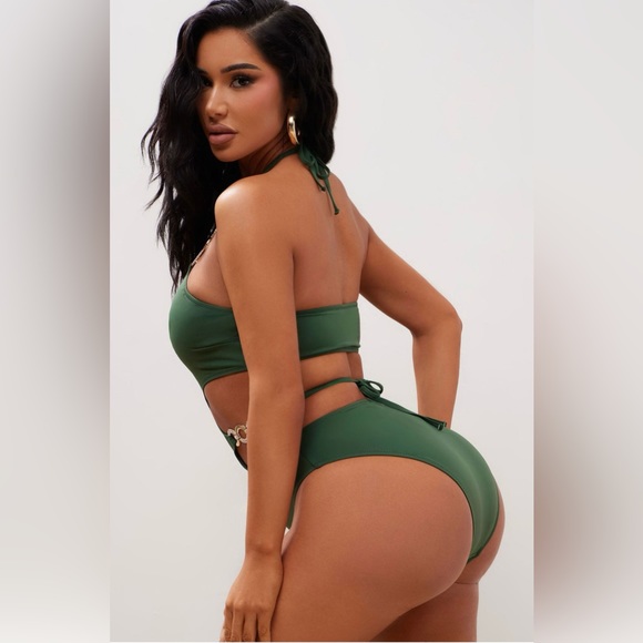 Palm Beach Chain 1 Piece Swimsuit - Olive - Picture 4 of 4